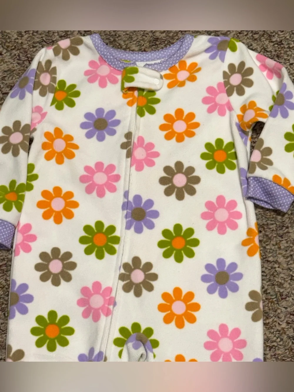 Girls toddler 18 month pajamas Floral Footed One-Piece Flower